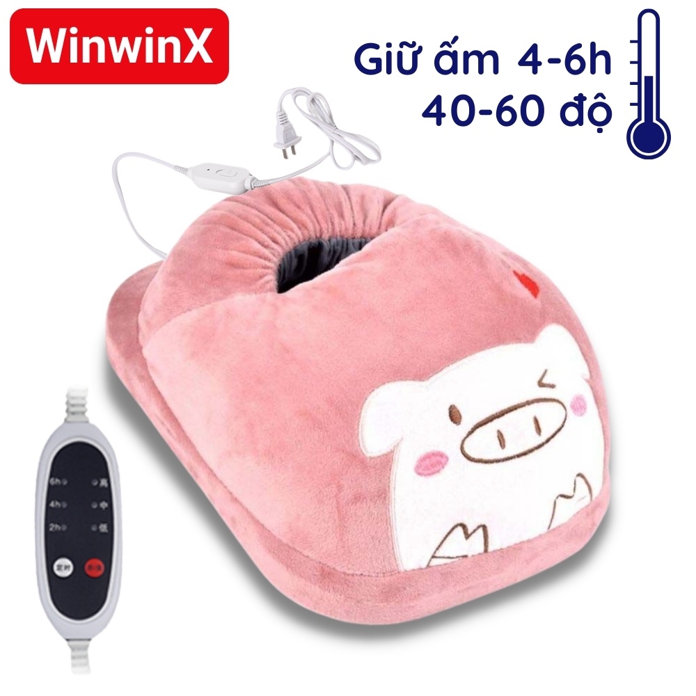 Túi sưởi chân cắm điện hình thú bông tuỳ chỉnh nhiệt độ máy sưởi chườm nóng chân tay siêu ấm mùa đông WinwinX