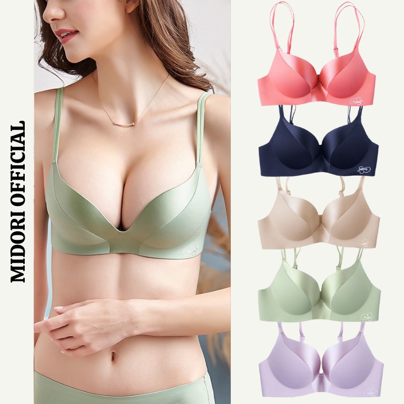 Áo lót nữ su đúc pha lụa MIDORI Áo ngực nữ tàng hình thun lạnh không gọng nâng ngực mềm mại SD07