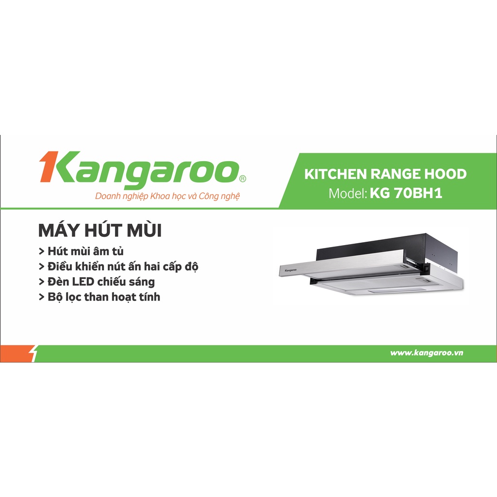 Máy hút mùi âm tủ size 70cm điều khiển nút ấn Kangaroo KG70BH1