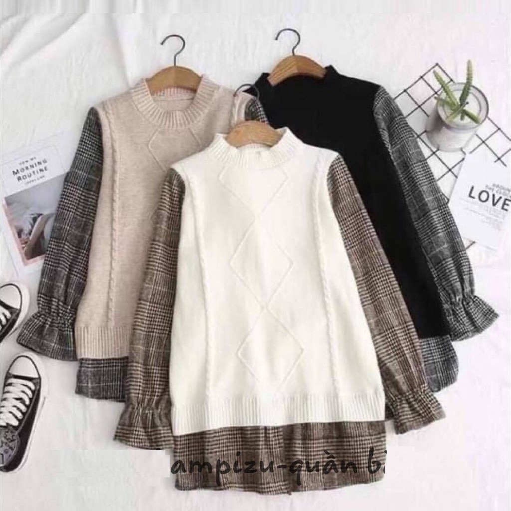 Áo len bầu công sở thời trang. Form suông trẻ trung năng động cho mẹ bầu. Freesize dưới 70kg