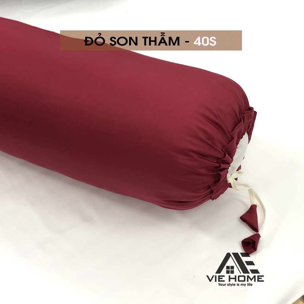 Vỏ gối ôm lụa Tencel 40s VIE HOME - Bedding, hàng đẹp kích thước 35x100cm trơn màu cao cấp