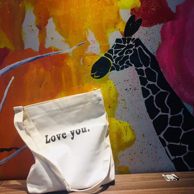 Túi vải tote love you đeo chéo size 31x34cm