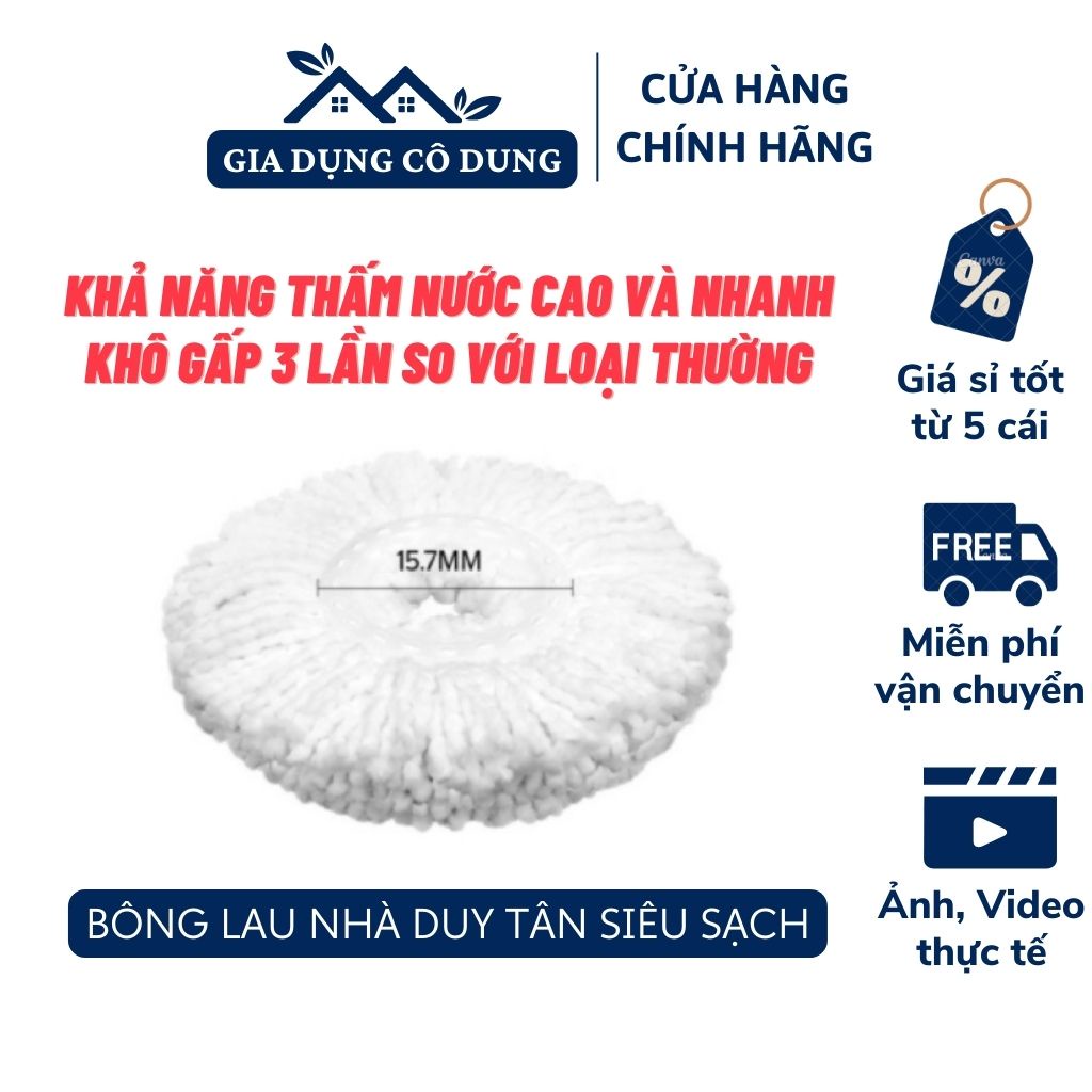 Bông Lau Nhà Duy Tân Mềm Mịn Siêu Sạch Nhiều Bông_Dùng Được Cho Tất Cả Cây Lau Nhà Loại Tròn