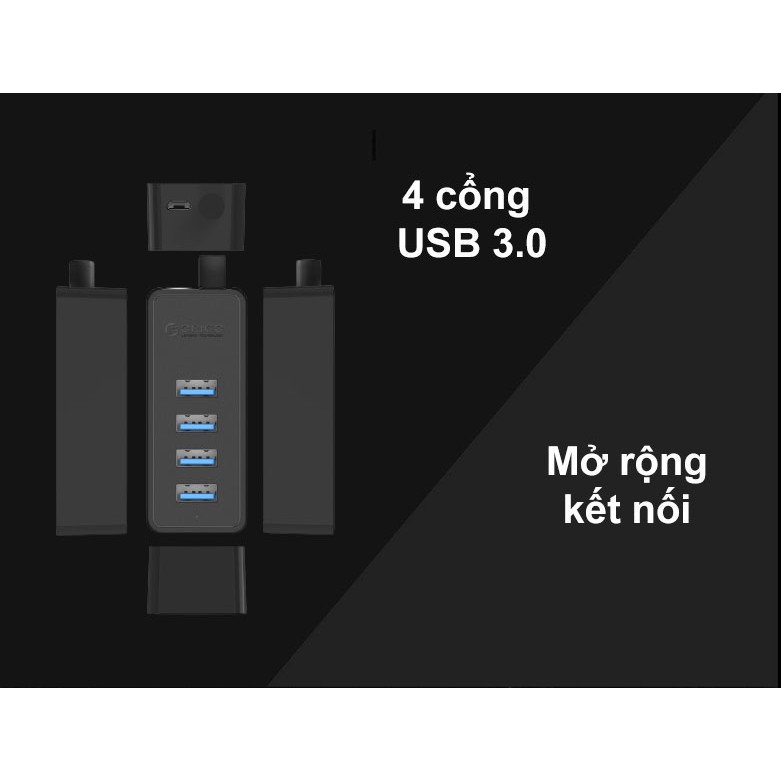 HUB USB 3.0 chia 4 cổng USB 3.0 (Hub USB 3.0) Orico W5P-U3 - Hàng Chính Hãng- Bảo Hành 12 Tháng