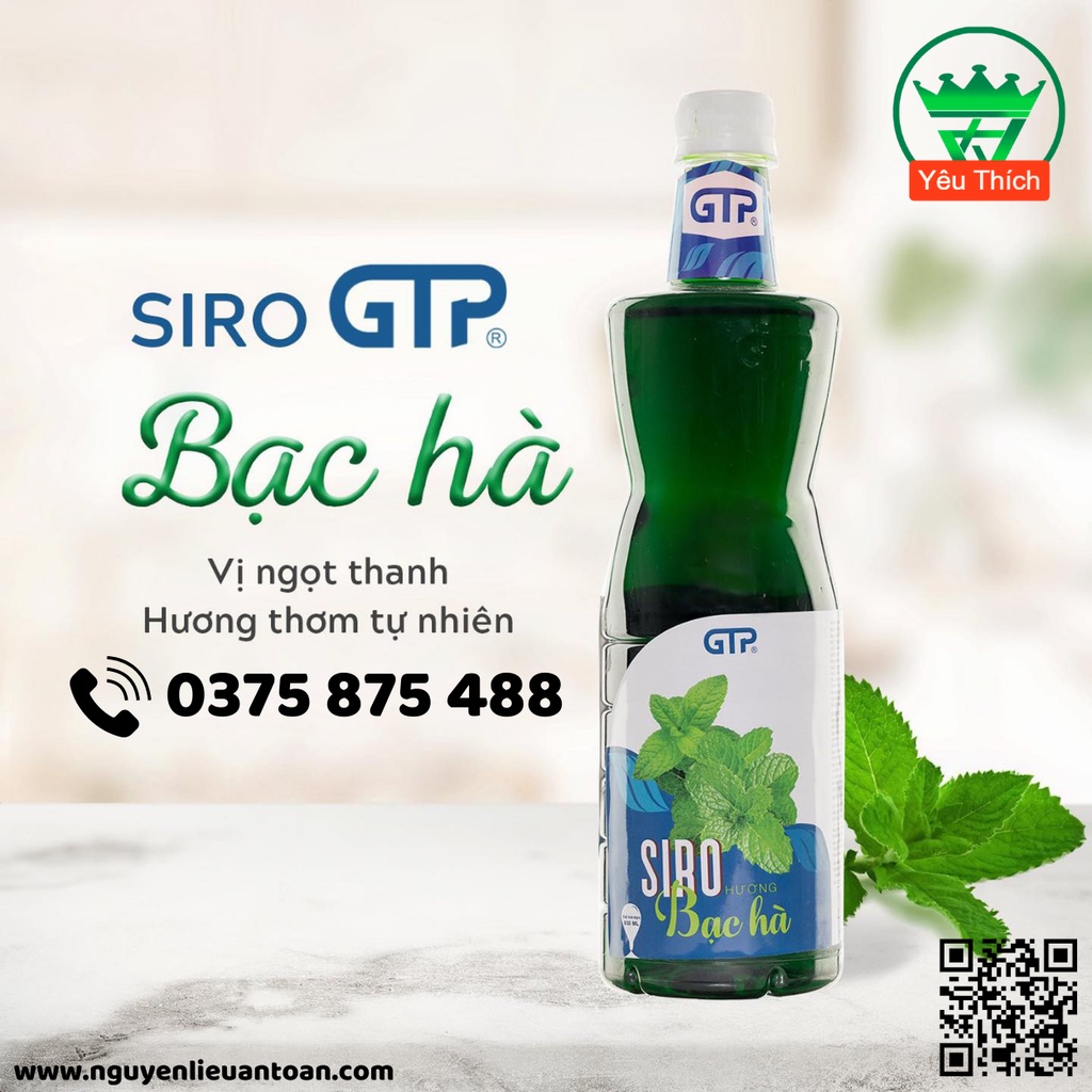 Siro Bạc Hà GTP 1.3kg Hương Vị Đậm Đà, Vị Ngọt Tự Nhiên