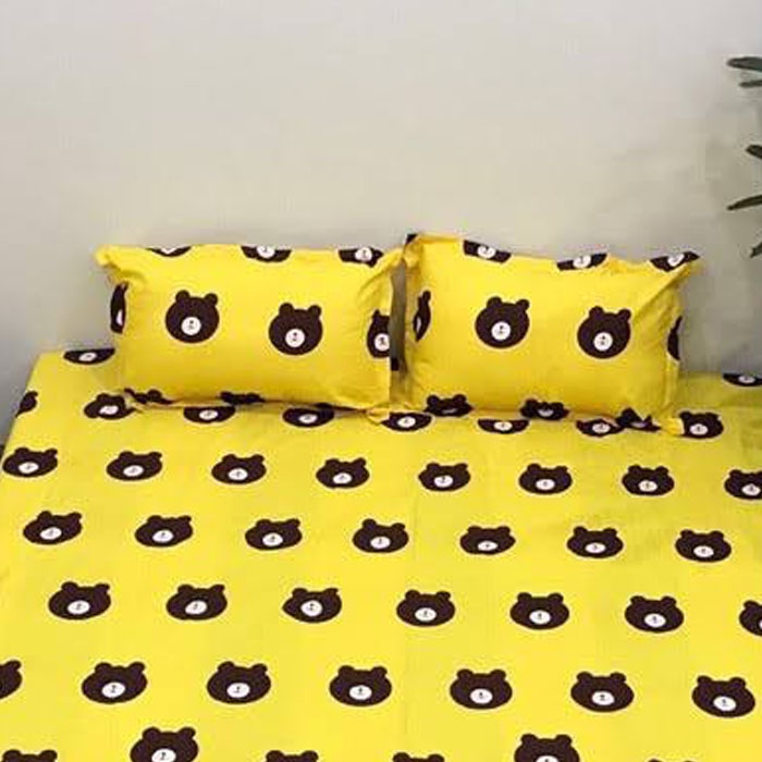 Bộ ga gối cotton poly Emmibedding Store gấu vàng