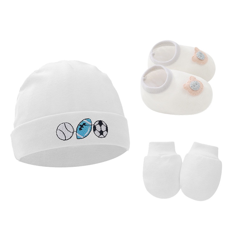 Set 3 Món Gồm Găng Tay + Găng Tay + Vớ cotton Họa Tiết Hoạt Hình Cho Bé 0-6M