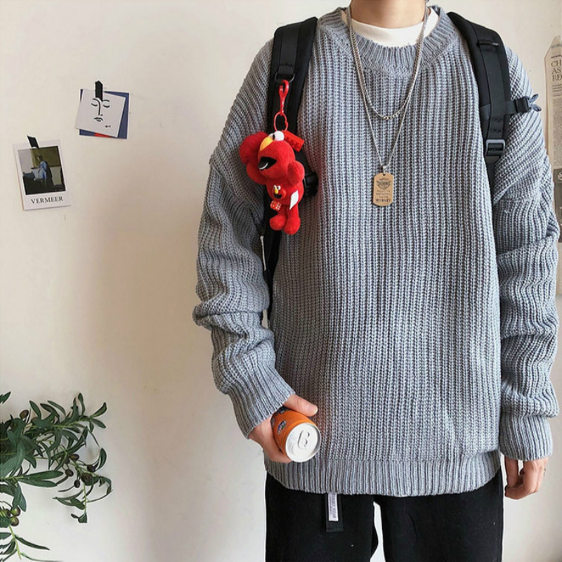 Áo Sweater nam dáng rộng thời trang cá tính dành cho áo dài tay round áo len simple korean style retro for men
