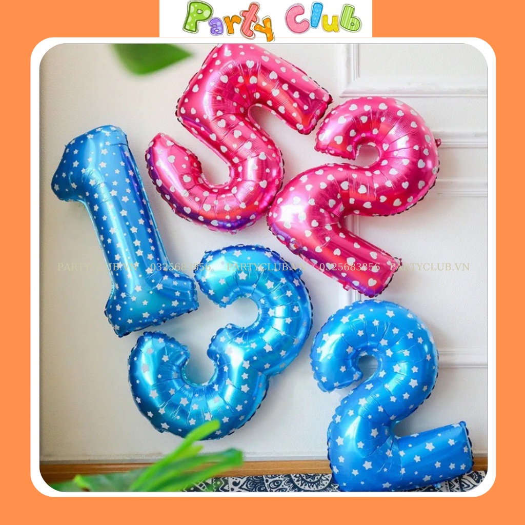 Bóng số tuổi sinh nhật màu xanh dương - hồng