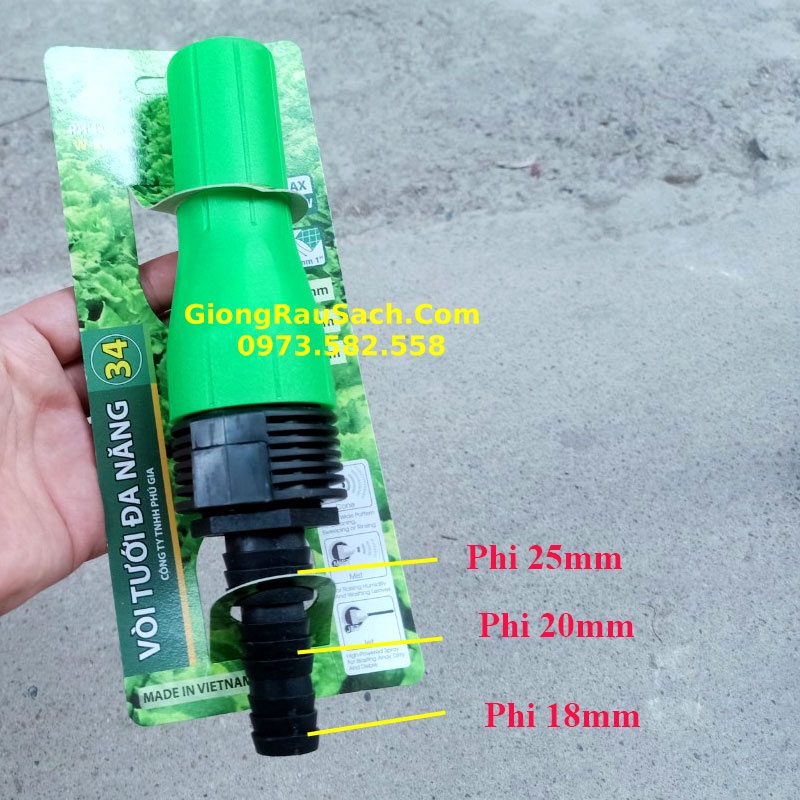 Đầu Vòi Tưới Cây Tăng Áp Đa Năng 27 - 34 Nối trực tiếp ống dây hoặc máy bơm (TẶNG đai INOX)
