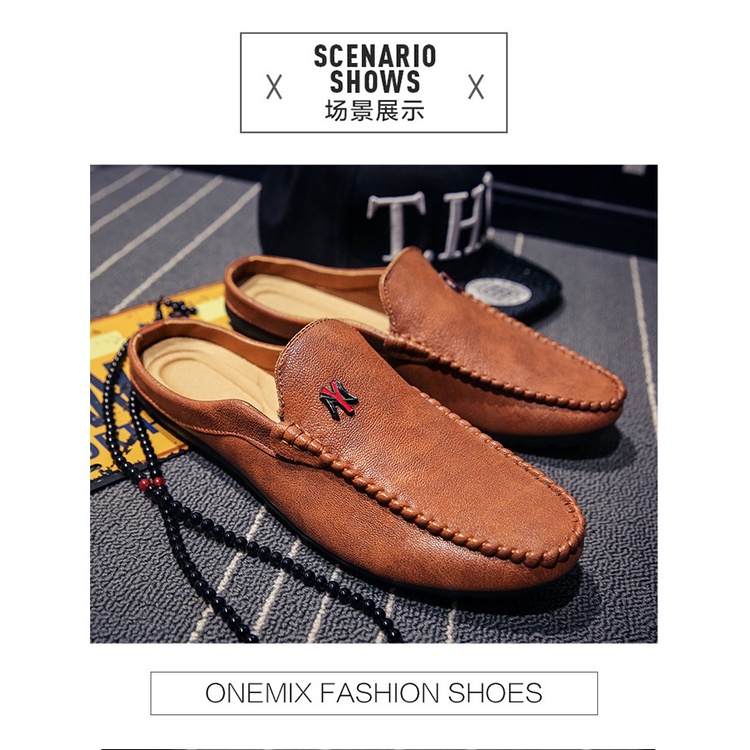 Giày da lười không gót thoáng khí thời trang Hàn Quốc 2021 cho nam