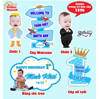 Combo set trang trí sinh nhật cho bé trai + gái
