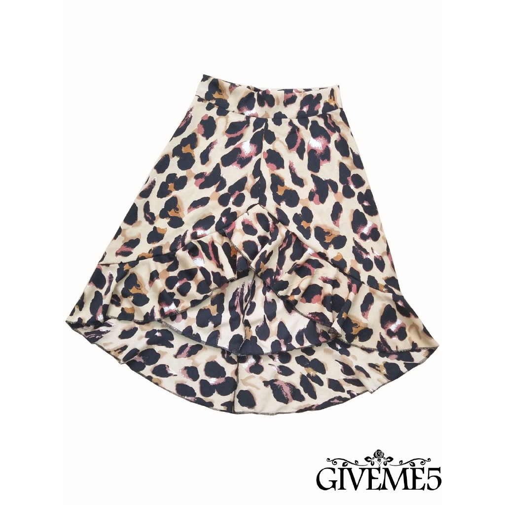 Váy nữ dáng xòe vải họa tiết da báo quyến rũ