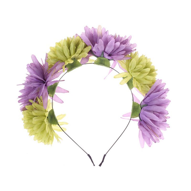 Băng Đô Hoa Cúc Giả Màu Tương Phản Phong Cách Bohemian Dành Cho Cô Dâu
