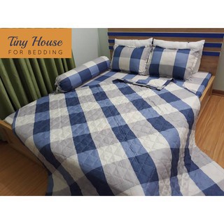 Bộ Chăn Ga Gối - Drap Giường Cotton Poly Kẻ Caro Bao Diêm SHOPGIADUNGUYTIN