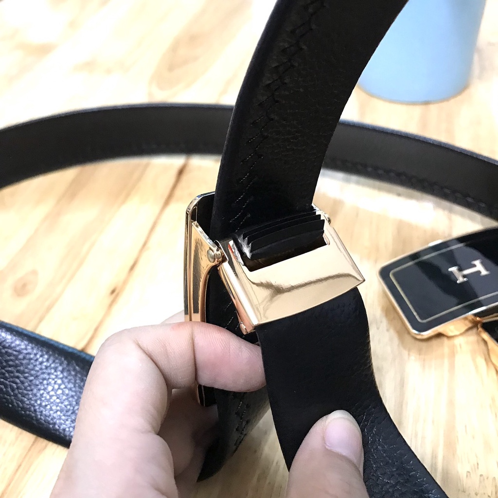 Dây lưng nam dây nịt khóa tì bản 3,5cm không cần đục lỗ