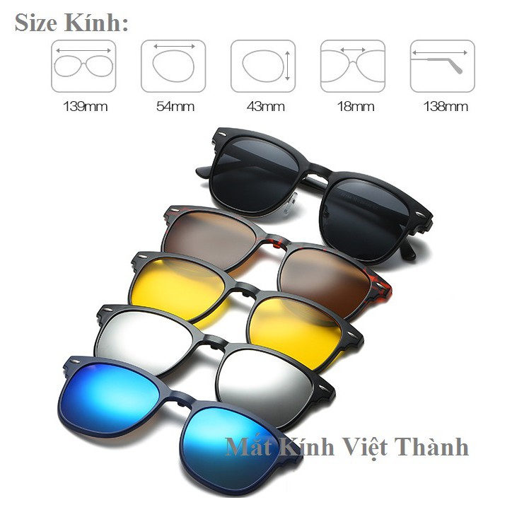 HCM mắt Kính mát đa năng 5 trong 1 râm cận 5 in 1 CLUB