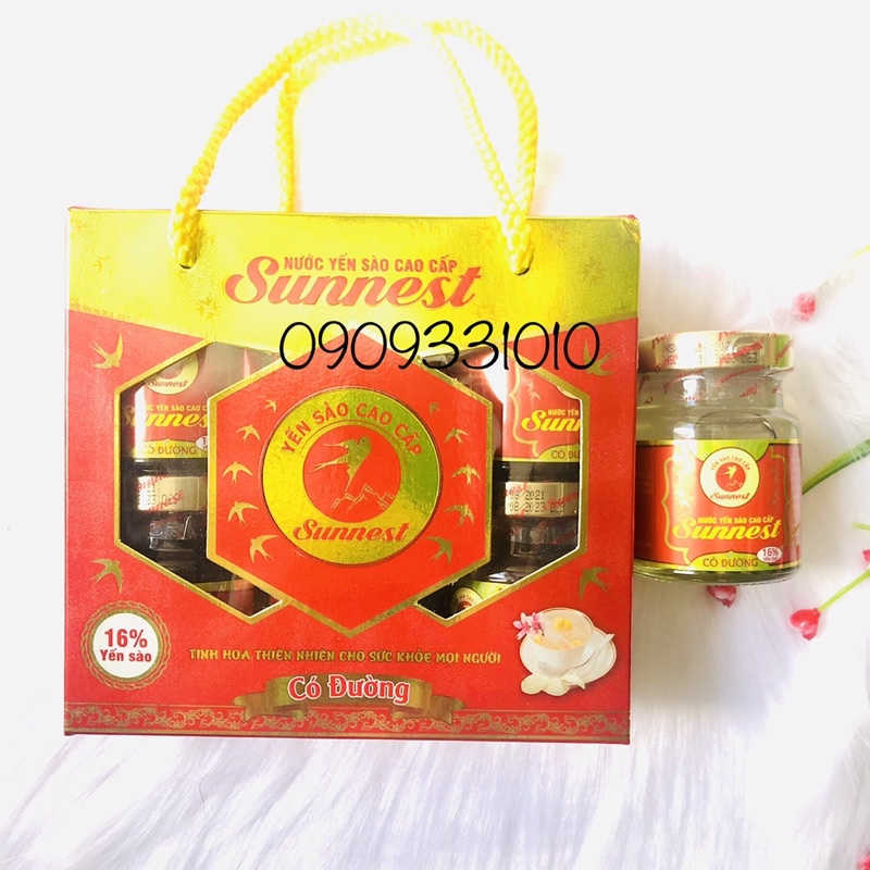 Hộp 6 lọ nước yến sào Sunnest có đường