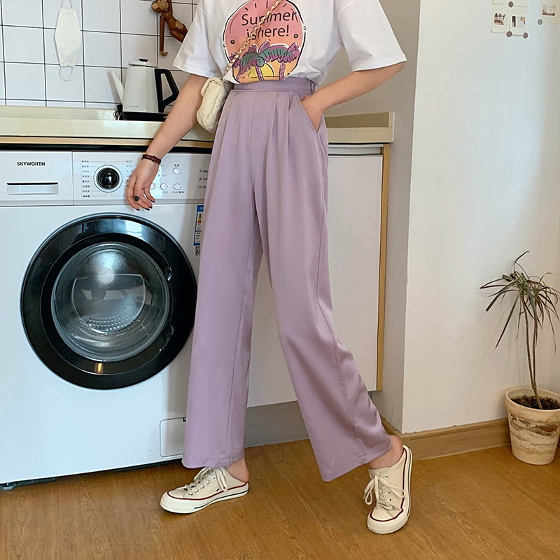 IELGY    Quần ống rộng Lưng Cao Thời Trang Trẻ Trung