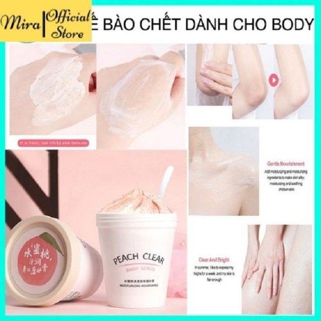 Tẩy da chết, Tẩy tế bào chết body cho da nhạy cảm Đào HEYXI Peach Clear giúp sáng da MiraaShop