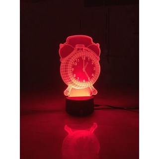 Đèn Ngủ 3D Led 7 Màu Hình Đồng Hồ