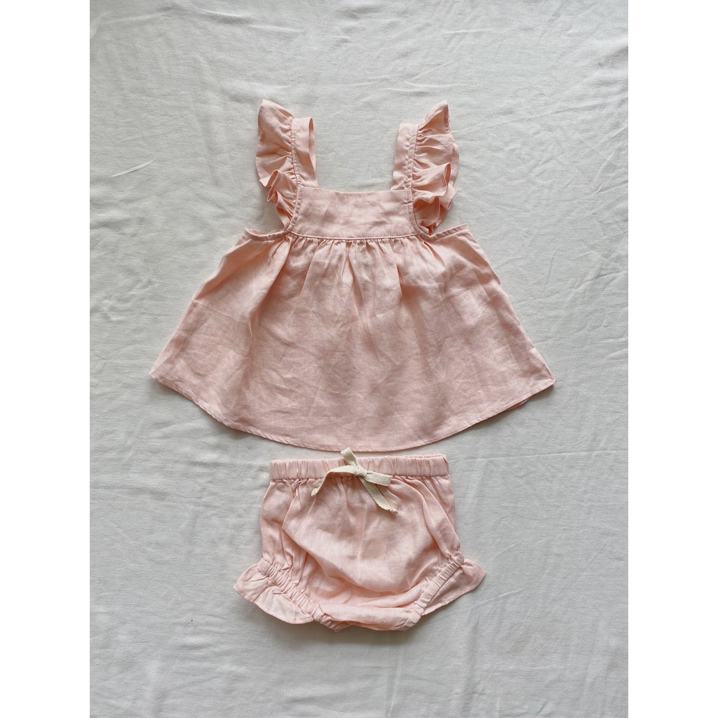 Set Rose Linen Blouse x Frill Cover (Set Áo xòe bồng babydoll kèm quần)