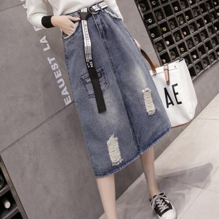 (Order có size to) chân váy jean dài có túi P130