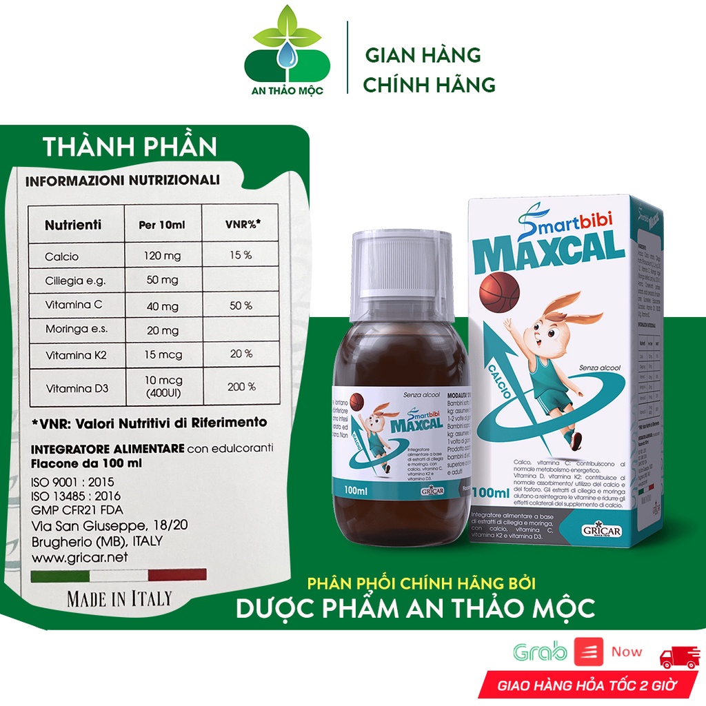 Smartbibi Maxcal Bổ Sung Calci Vitamin D3K2 Giúp Bé Hấp Thu Canxi Phát Triển Chiều Cao