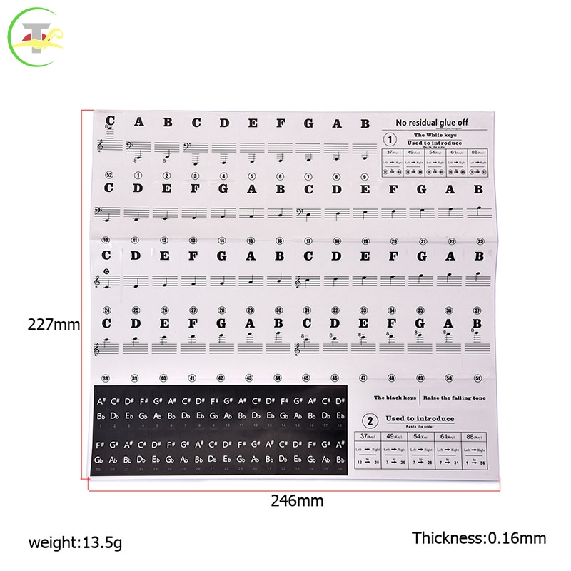 Nhãn dán ghi tên nốt nhạc dán phím đàn piano điện tử