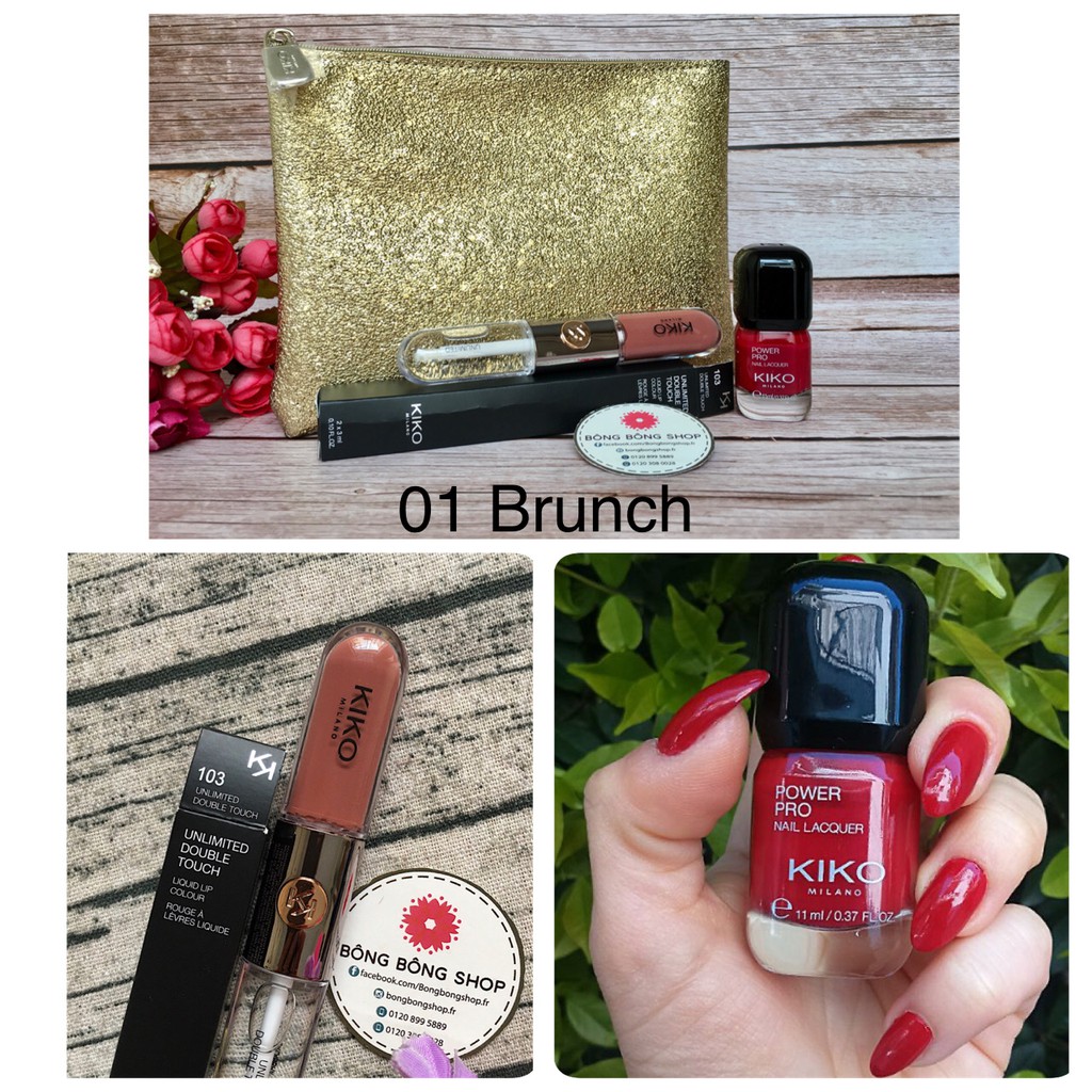 (Chuẩn Pháp) Set son và sơn móng KIKO Holiday Gems Match The Gloss Kit (kèm ví đựng)