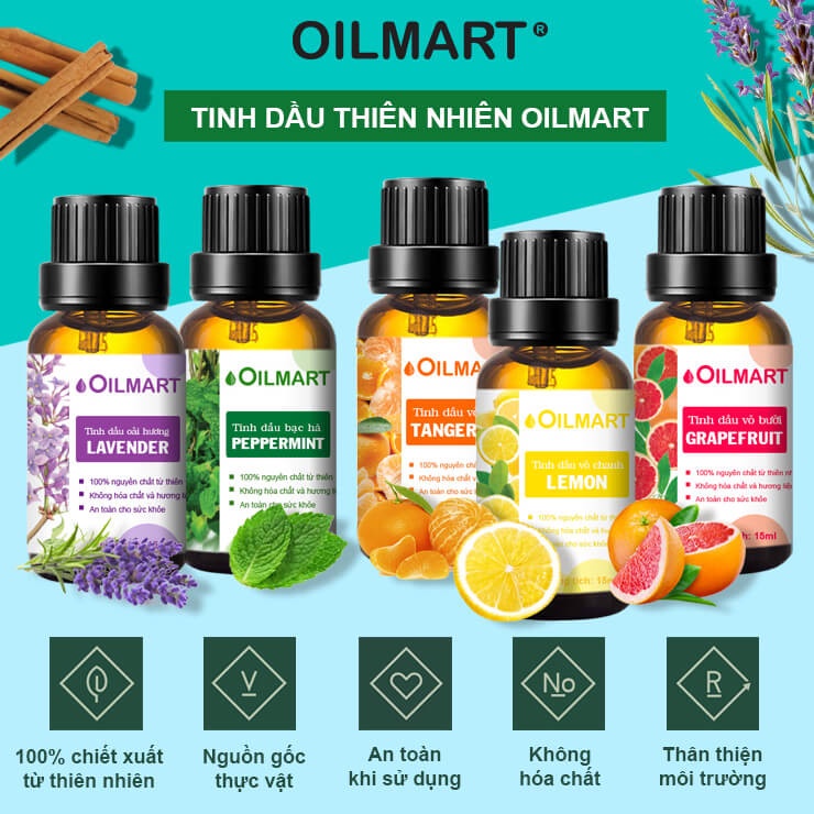Combo 3 Chai Tinh Dầu Thiên Nhiên Nguyên Chất Oilmart 15ml
