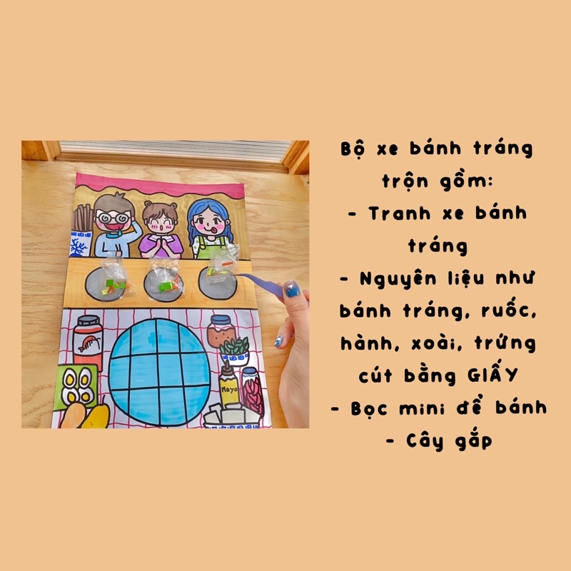 BỘ TRANH ĐỒ CHƠI CÔ TIÊN XANH XE BÁN BÁNH TRÁNG TRỘN