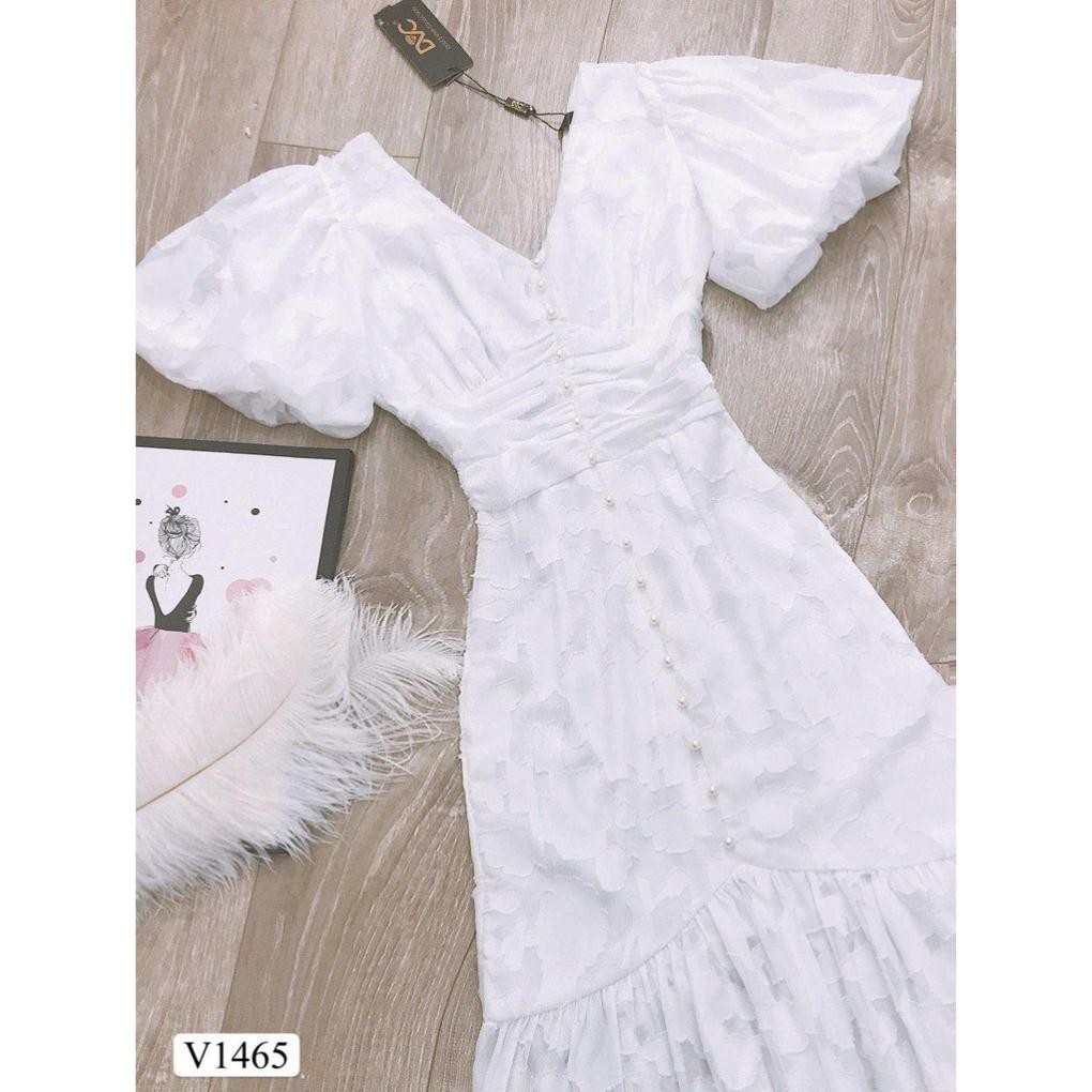 Đầm trắng đuôi cá tay bồng tôn dáng phù hợp đi chơi đi làm dự tiệc V1465 - Váy Đầm Dạ Hội DVC