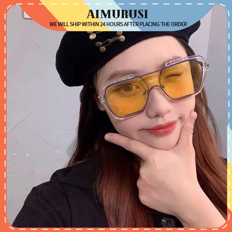 (AIMURUSI) COD Kính Râm Chụp Ảnh Đường Phố Chống Tia UV Màu Đỏ Cỡ Lớn Phong Cách Đường Phố Retro Thời Trang Cho Nam Và Nữ