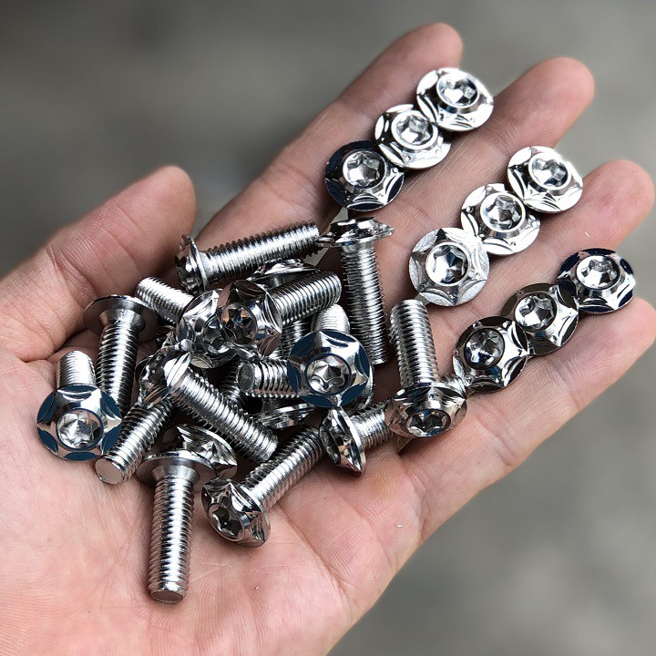 Ốc đĩa inox 8li25 (m8x25) - [6 cánh] - [FREESHIP XTRA] - gắn cho nhiều loại xe