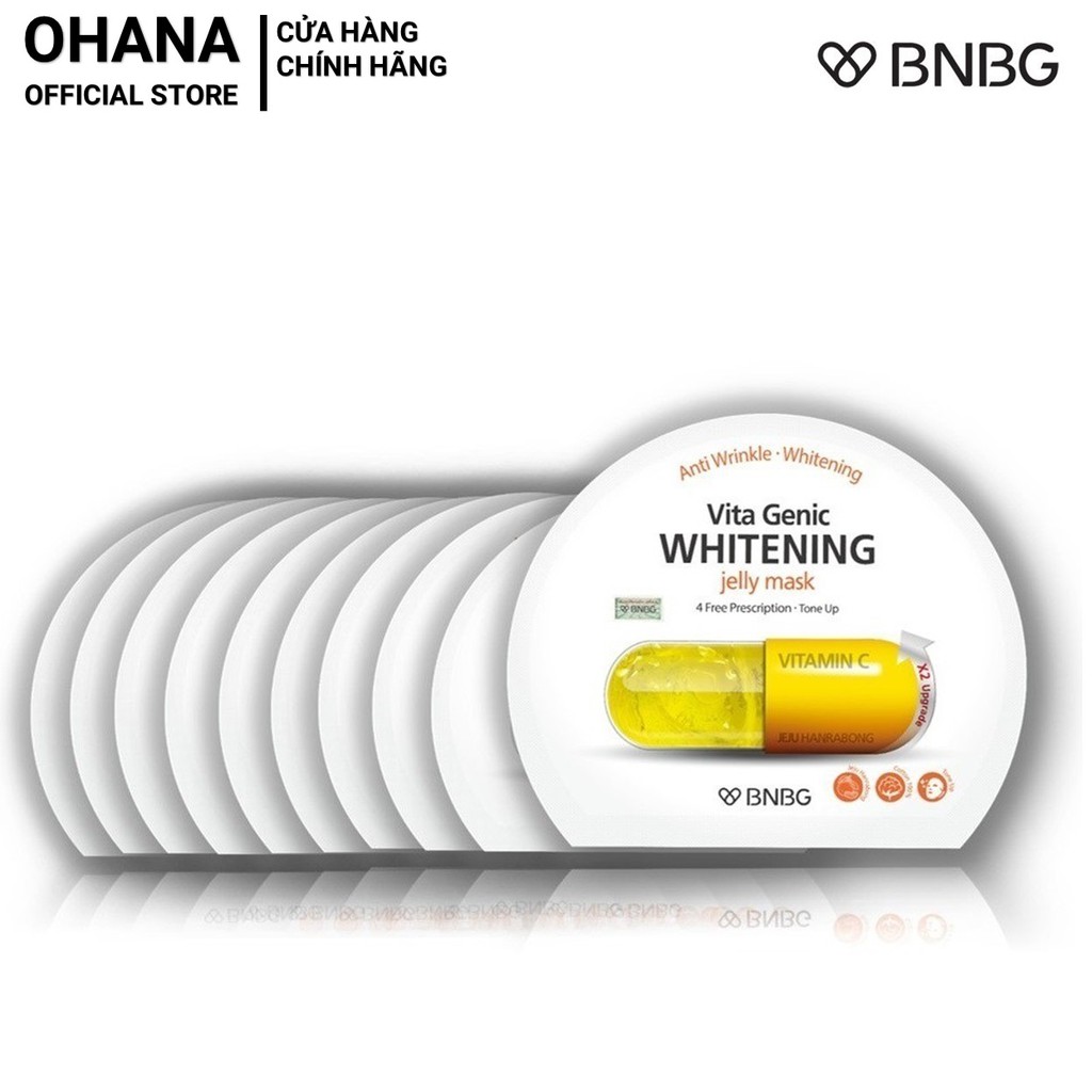 Combo 10 Whitening Dưỡng Trắng Và Làm Đều Màu Da BNBG Vita Genic Whitening Jelly Mask (Vitamin C) 30mlx10 (Vàng)