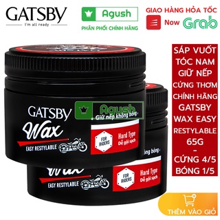 Sáp vuốt tóc nam thơm giữ nếp cứng chính hãng Gatsby Wax Easy Restylable lọ 65g không bóng gốc nước không bết tốt giá rẻ