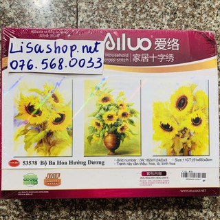Tranh thêu HOA HƯỚNG DƯƠNG 51x65x3cm chưa thêu 53538