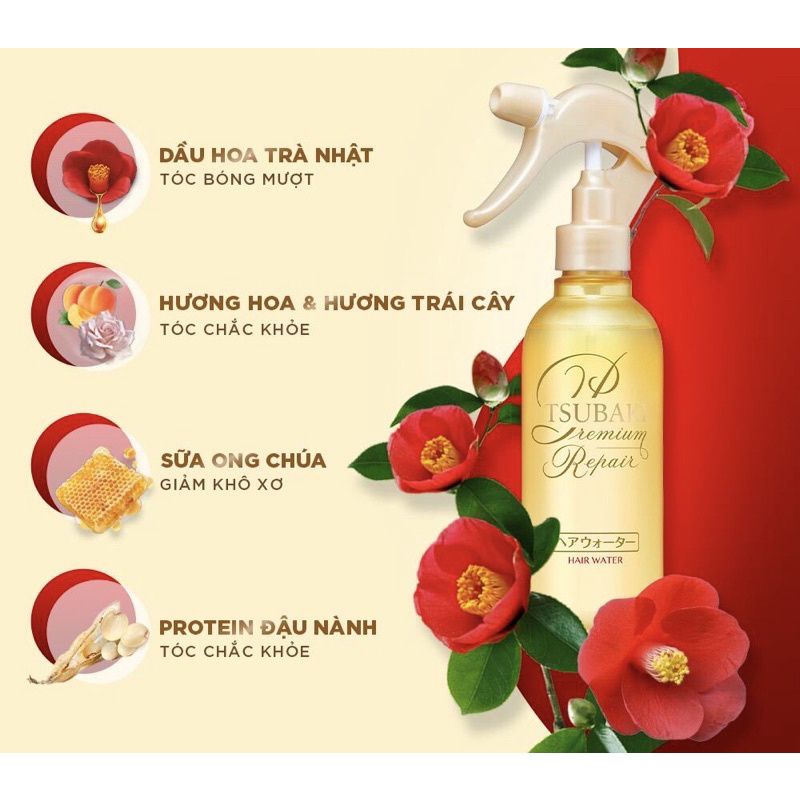 Xịt dưỡng tóc Phục hồi hư tổn Tsubaki Premium Repair Hair Water 220ml