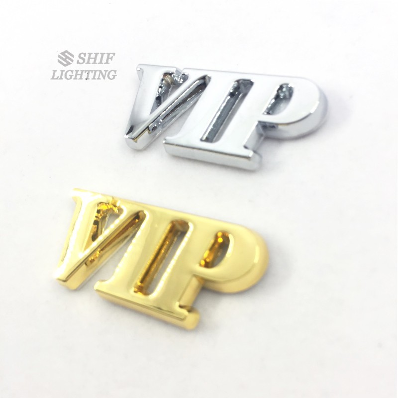 Miếng dán logo chữ VIP bằng kim loại VIP trang trí xe hơi