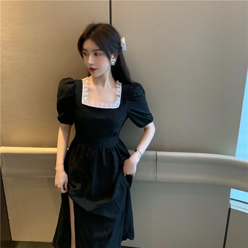 (CÓ SẴN) ĐẦM TAY NGẮN SANG TRỌNG CỔ VUÔNG | BigBuy360 - bigbuy360.vn