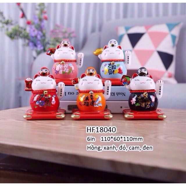 Mèo thần tài vẫy tay năng lượng ánh sáng daruma (5 màu)