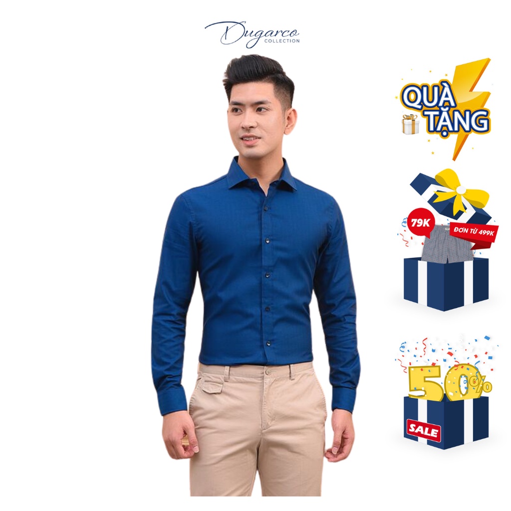 Áo sơ mi trơn DUGARCO dài tay nam công sở cotton 92SM41055