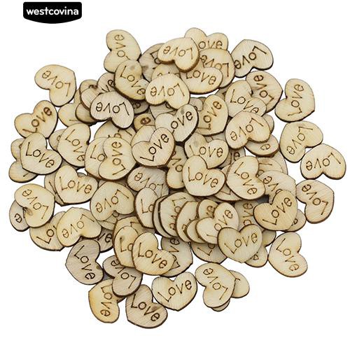 Set 100 Nút Gỗ Hình Trái Tim Xinh Xắn Dùng Để Trang Trí Đồ Thủ Công