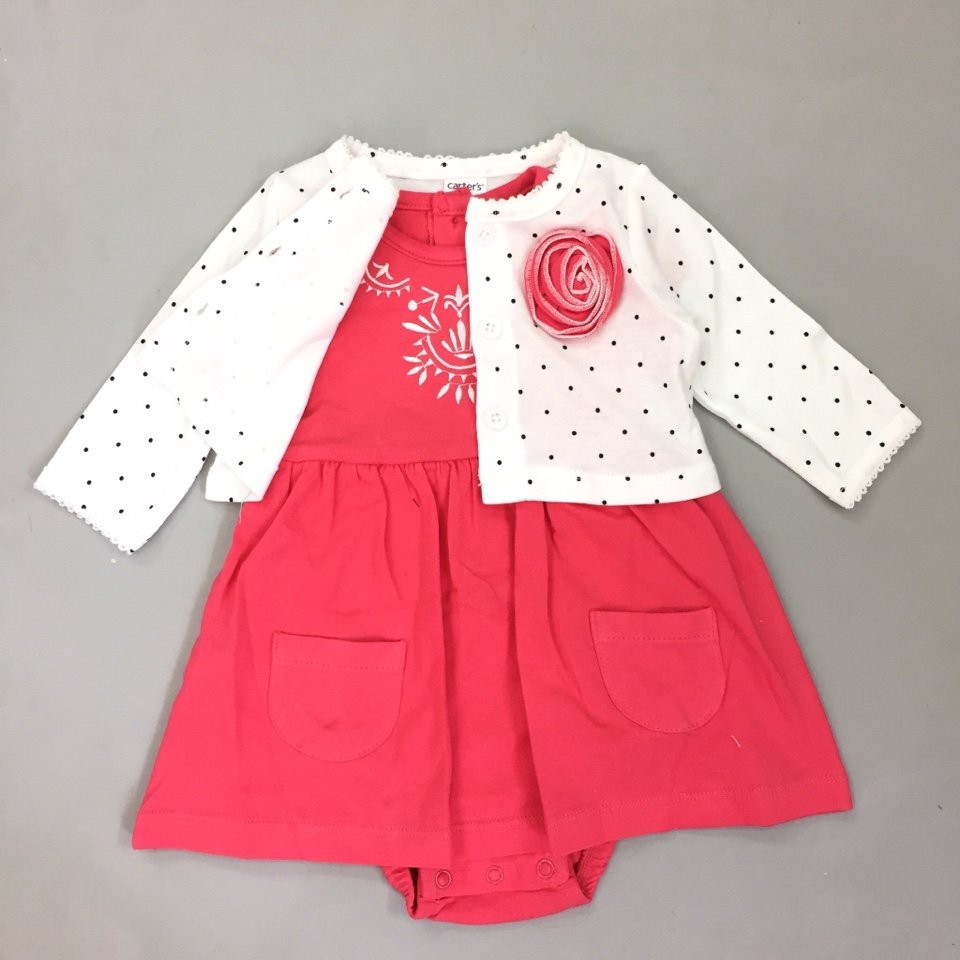 (a0131-2) Set đầm và khoác bé gái Carter Thái Lan (3M, 6M, 9M)