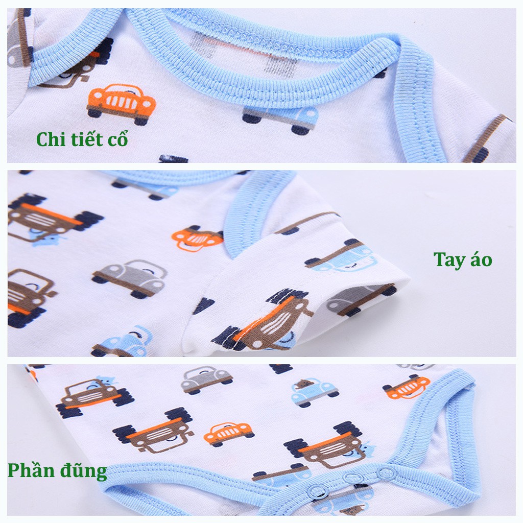 Set 5 body chip, bodysuit cao cấp kèm hộp đẹp cho bé trai bé gái