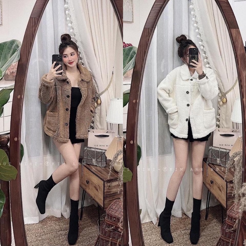 ÁO LÔNG CỪU CỔ BẺ