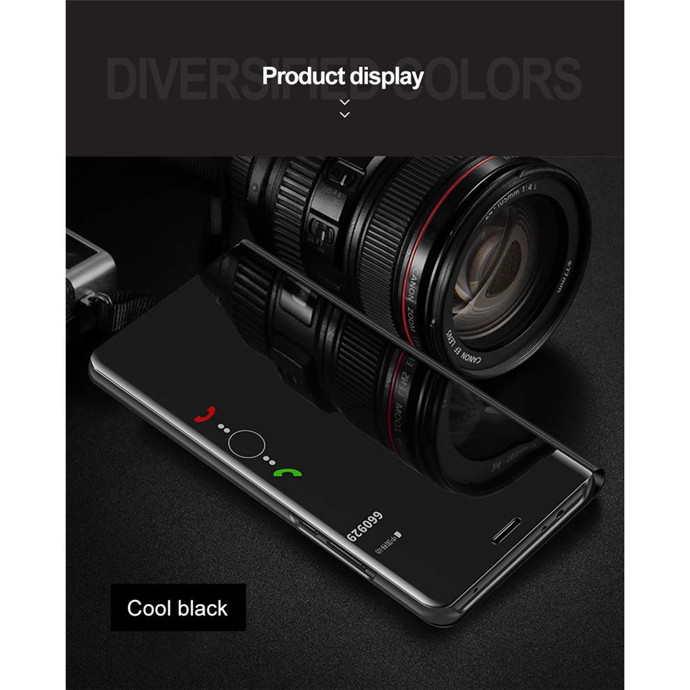 Bao da điện thoại PU nắp lật tráng gương có giá đỡ cho Samsung Galaxy A82 5g A02 M02 S21 Fe S21 Ultra Plus