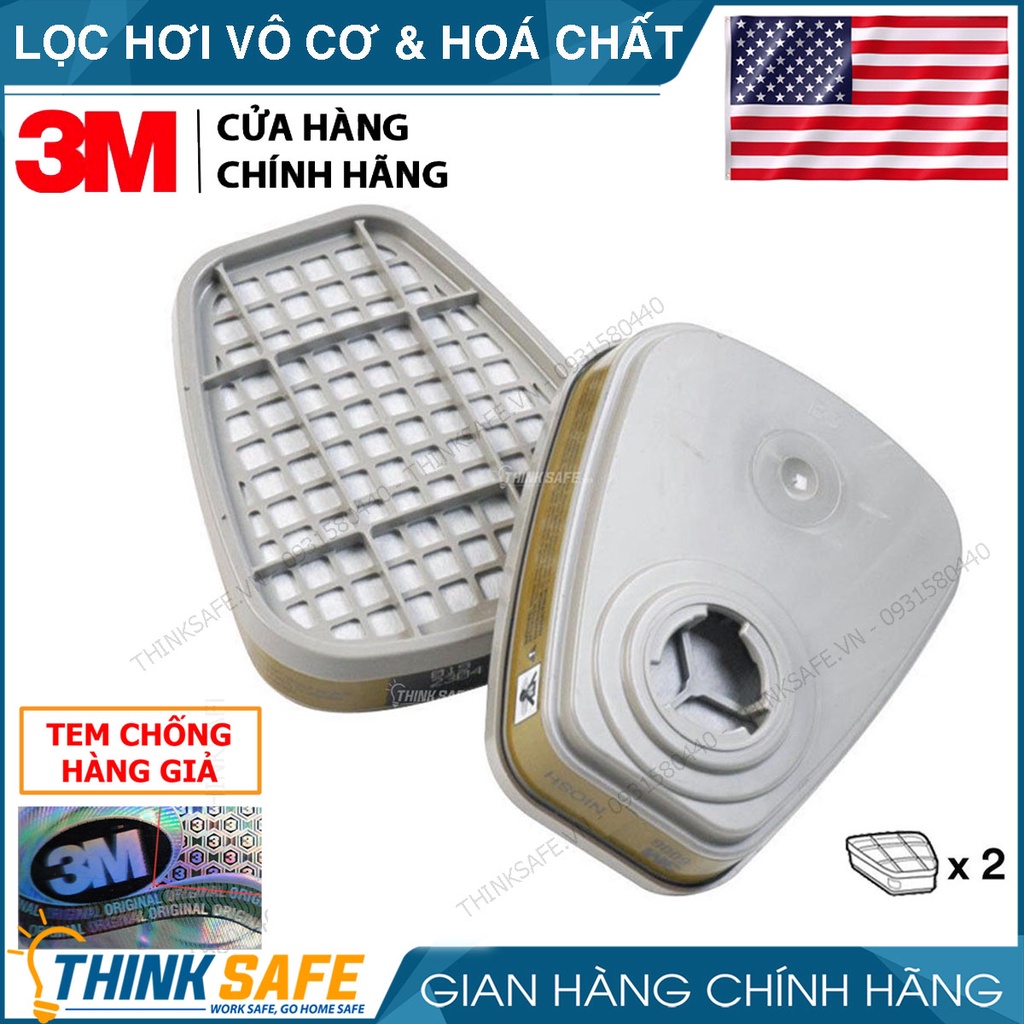 Phin lọc 3M 6006 chính hãng lọc hơi hóa chất hữu cơ/ Axit xuất xứ Mỹ (1 cặp) -Thinksafe