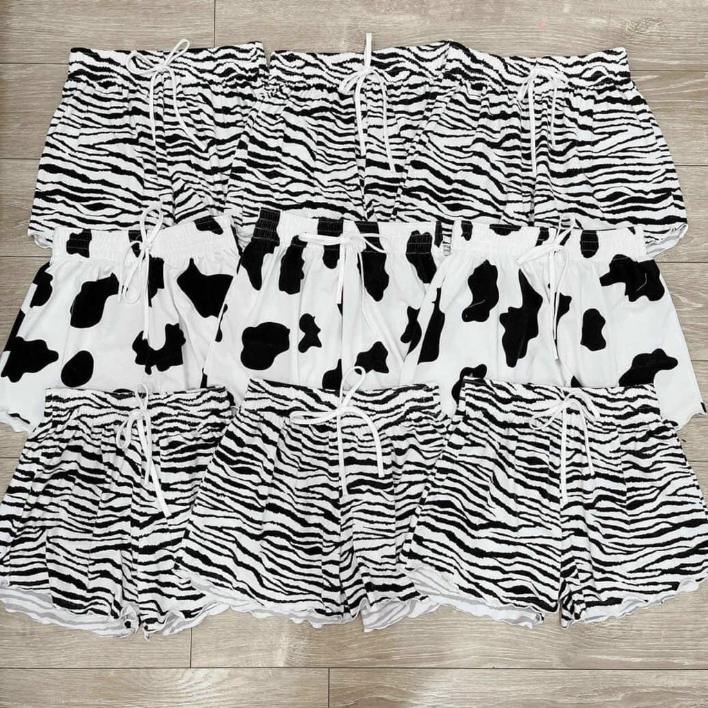 quần short chất thun họa tiết bò sữa ngựa vằn